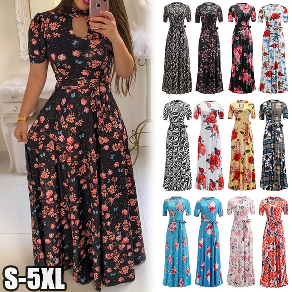 Plus Size Womens Fashion Casual Dresses Printed Long Sleeve Dress Maxi Dress  Long Dress | Wish
